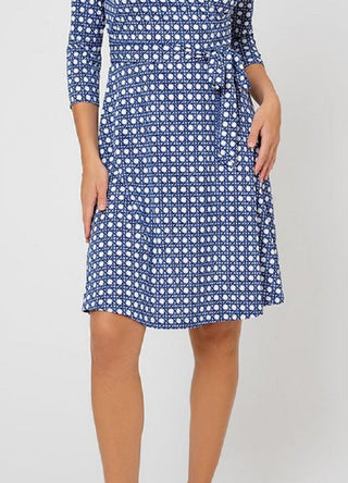 Vestido feminino Leota Perfect Wrap com manga 3/4 azul tamanho pequeno