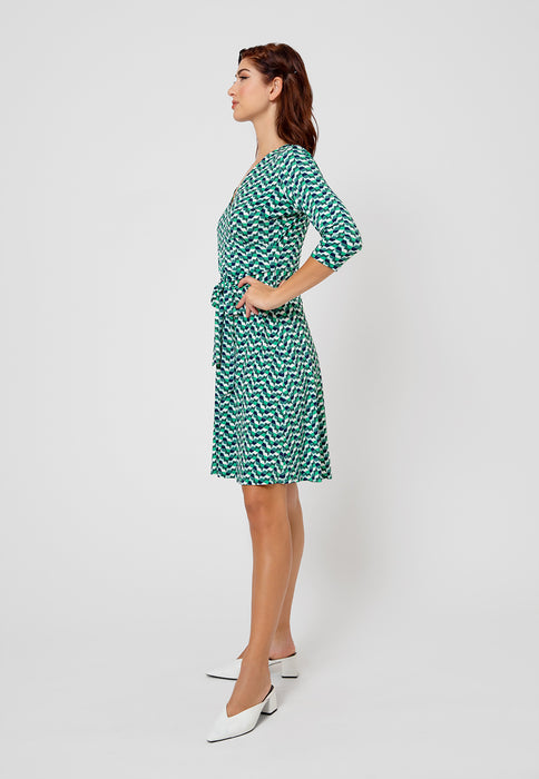 Vestido feminino Leota Perfect Wrap com manga 3/4 azul