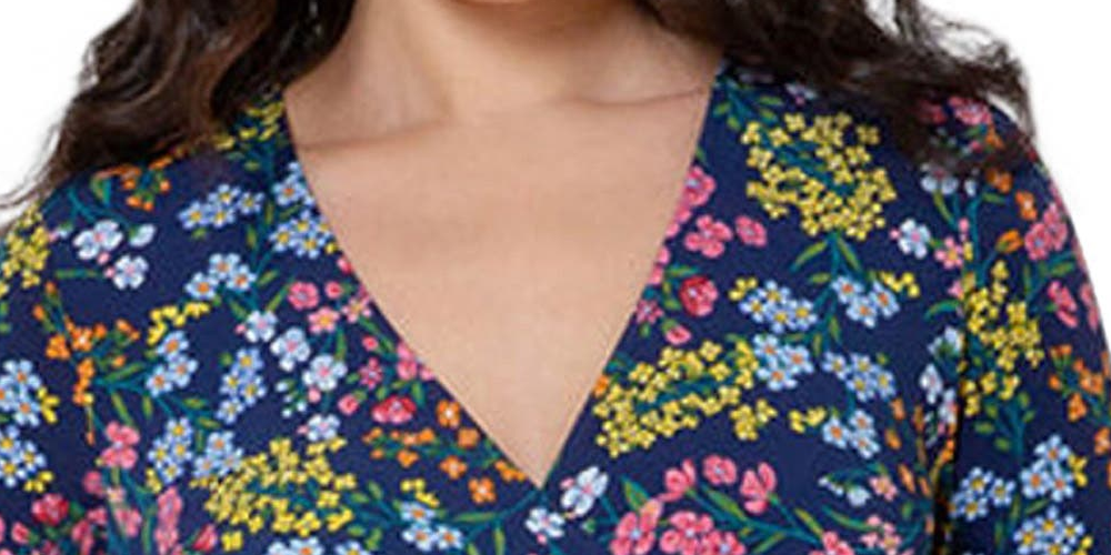 Vestido envelope falso de manga comprida perfeito para mulheres Leota, roxo, tamanho médio