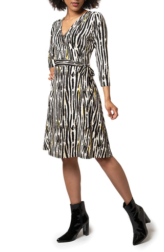 Leota Perfect Wrap Dress in Inky Zebra Black Size XL