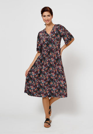 Vestido Zoe Feminino Leota em Confete Floral Preto
