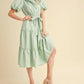 &Merci - Stripe Button Down Ruffle Midi Dress