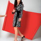Vestido envelope feminino Leota Kara manga longa preto
