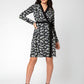 Vestido envelope feminino Leota Kara manga longa preto