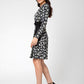 Vestido envelope feminino Leota Kara manga longa preto