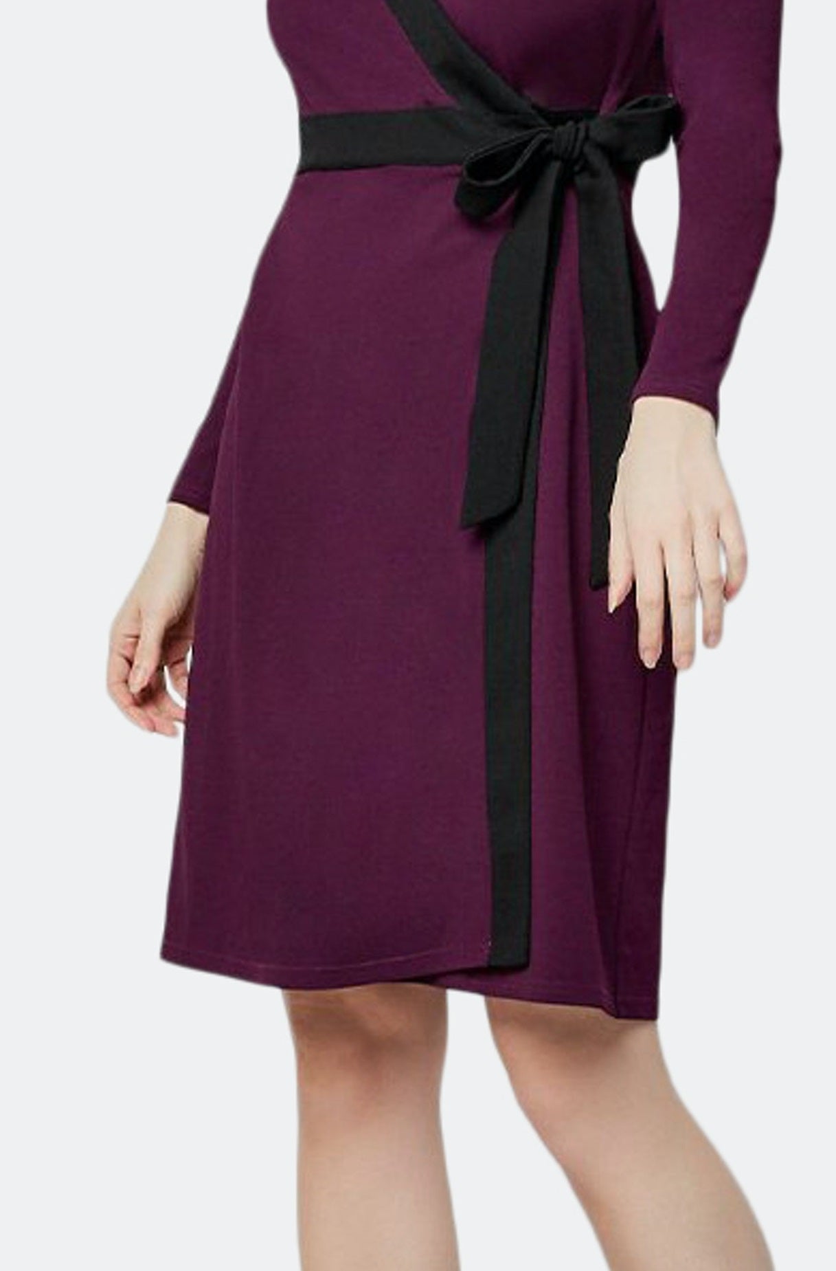 Vestido envelope falso de manga comprida com lantejoulas Kara para mulheres Leota, roxo, tamanho pequeno