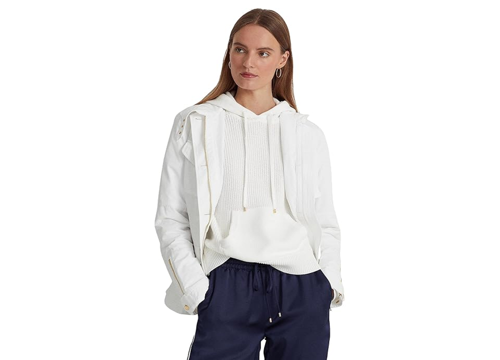 Jaqueta de campo de tafetá repelente de água Lauren Ralph Lauren, branca, tamanho médio