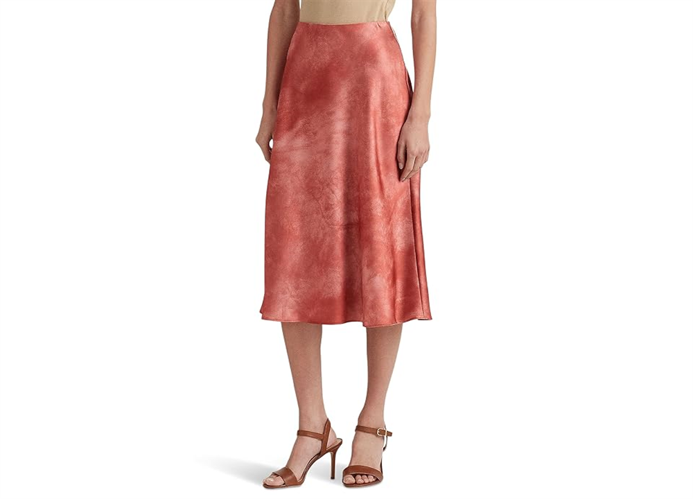 Saia de cetim com estampa tie-dye LAUREN Ralph Lauren vermelha tamanho 2