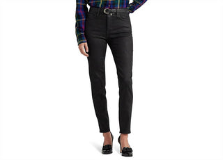 Calça Jeans Skinny de Cintura Alta com Revestimento Ralph Lauren, Preta, Tamanho 10 28