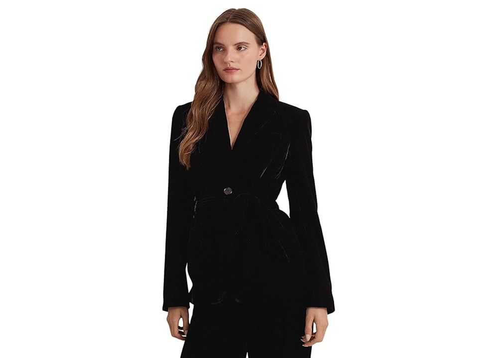 Blazer de veludo com cinto LAUREN Ralph Lauren, preto