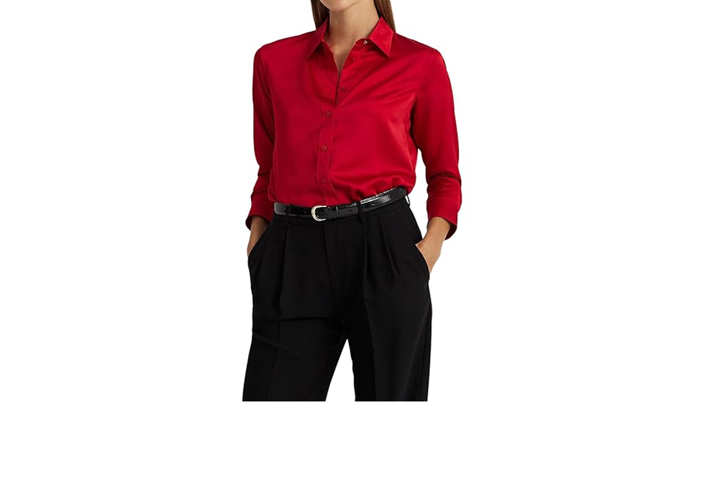 Camisa LAUREN Ralph Lauren Satin Charmeuse Vermelha Tamanho XS