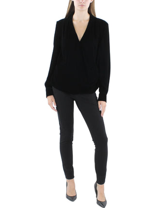 Blusa de veludo com sobrepeliz feminina Lauren Ralph Lauren, preta