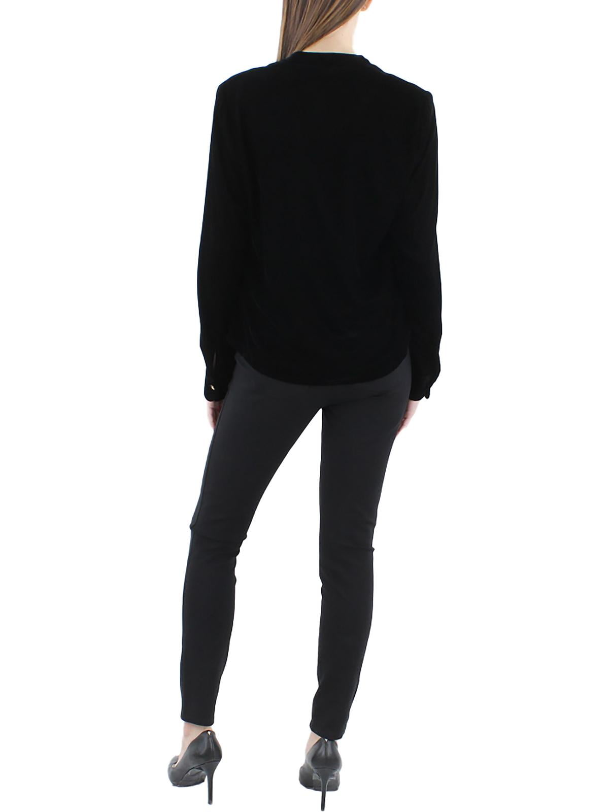 Blusa de veludo com sobrepeliz feminina Lauren Ralph Lauren, preta