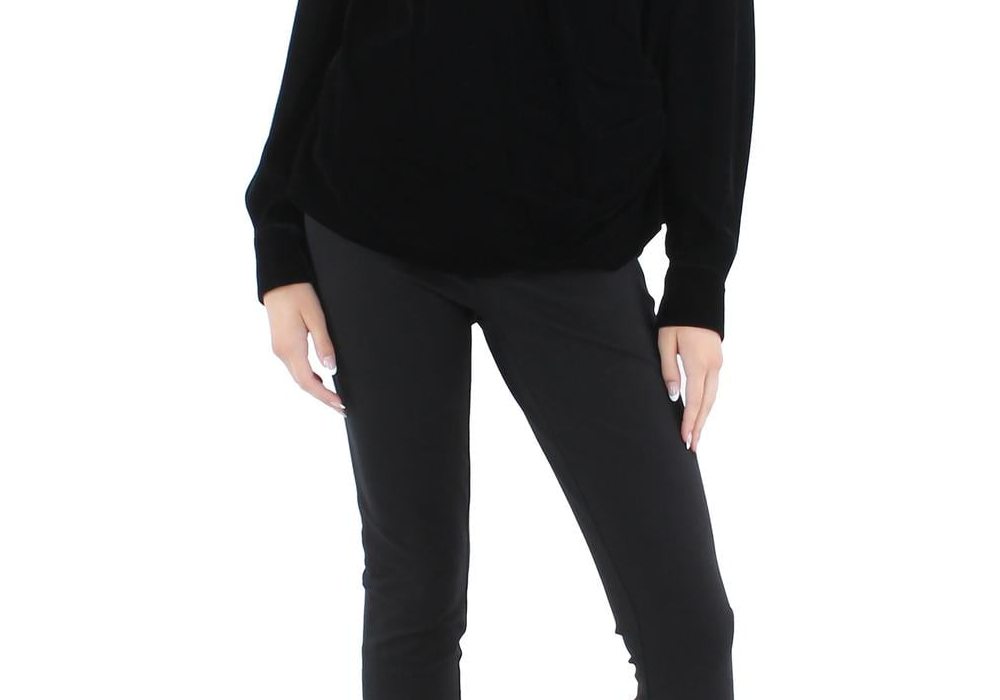 Blusa de veludo com sobrepeliz feminina Lauren Ralph Lauren, preta