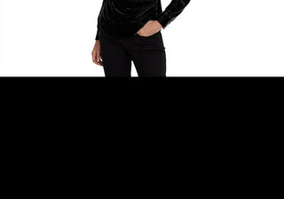 Blusa de veludo com sobrepeliz feminina Lauren Ralph Lauren, preta