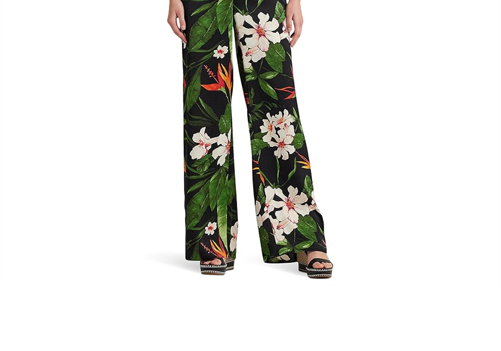 Calças largas LAUREN Ralph Lauren Floral Satin Charmeuse Multi