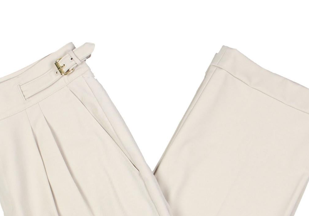 Calça reta plissada LAUREN Ralph Lauren em sarja mista de lã, cinza-claro