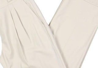 Calça reta plissada LAUREN Ralph Lauren em sarja mista de lã, cinza-claro