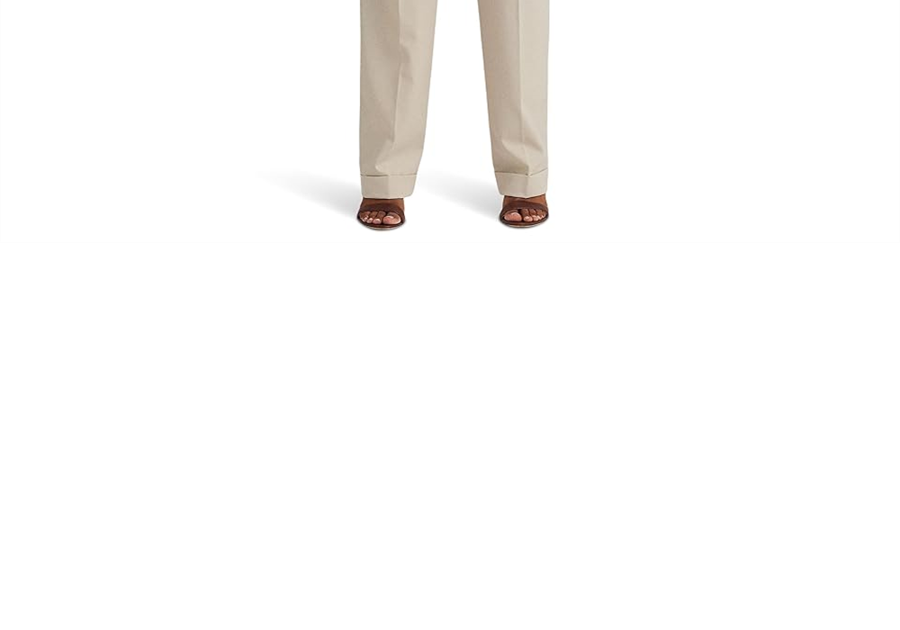 Calça reta plissada LAUREN Ralph Lauren em sarja mista de lã, cinza-claro