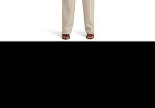 Calça reta plissada LAUREN Ralph Lauren em sarja mista de lã, cinza-claro