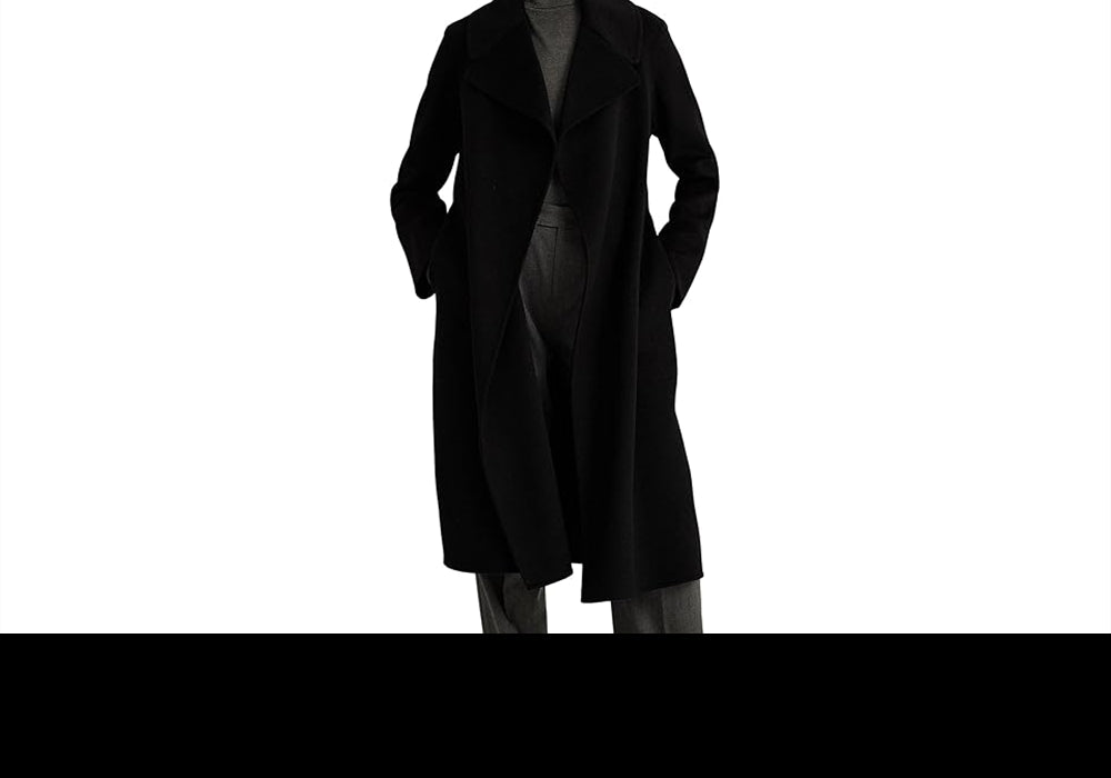 Casaco cruzado LAUREN Ralph Lauren com cinto e mistura de lã, preto, tamanho 12