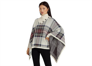 Poncho feminino Lauren Ralph Lauren xadrez em mistura de lã multicolorido