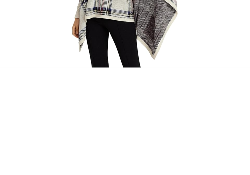 Poncho feminino Lauren Ralph Lauren xadrez em mistura de lã multicolorido