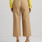 Calça curta feminina Lauren Ralph Lauren, plissada, de sarja de algodão, tamanho 16, Birch Tan
