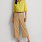 Calça curta feminina Lauren Ralph Lauren, plissada, de sarja de algodão, tamanho 16, Birch Tan