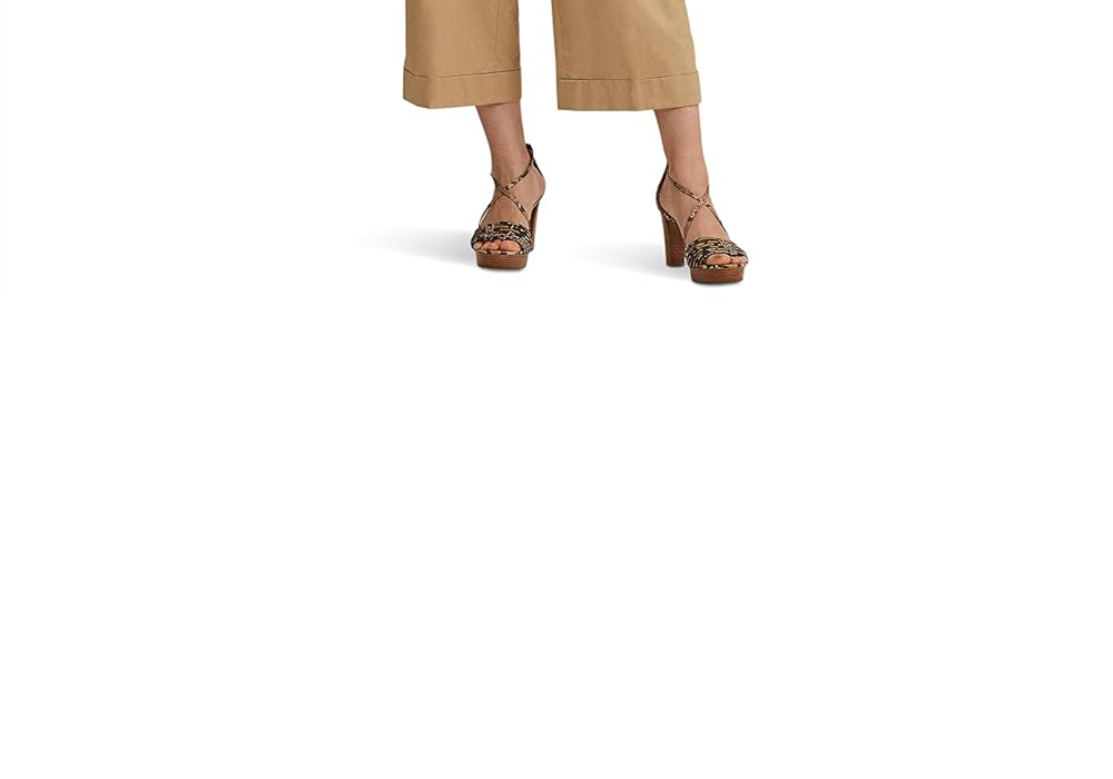 Calça curta feminina Lauren Ralph Lauren, plissada, de sarja de algodão, tamanho 16, Birch Tan