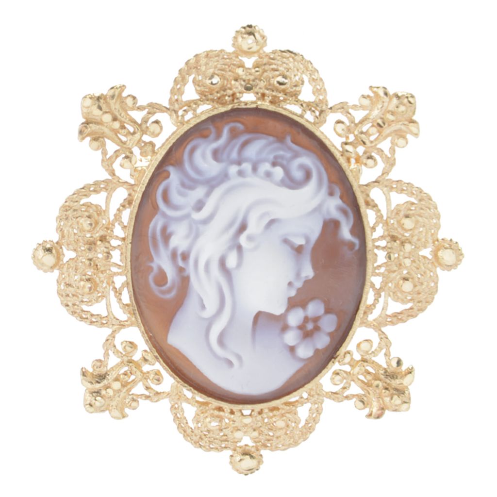 Pingente/Broche Cameo Italiano "Anne" Shell Cameo Estilo Vintage