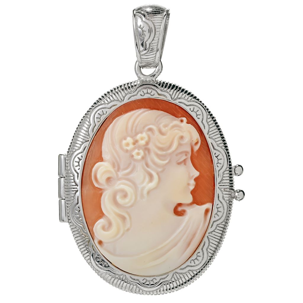 Cameo Italiano "Carousel" 29x22mm Medalhão de Camafeu com Retrato de Concha