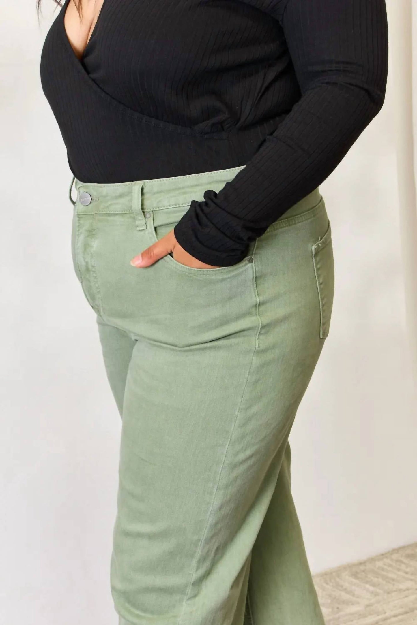Risen - Women's Full Size Raw Hem Wide-leg Jeans