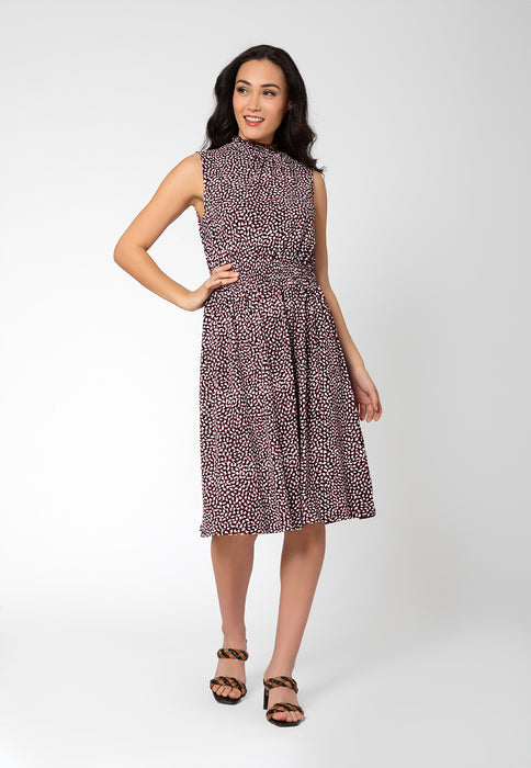 Vestido sem mangas Samantha da Leota para mulheres, roxo, com decote careca