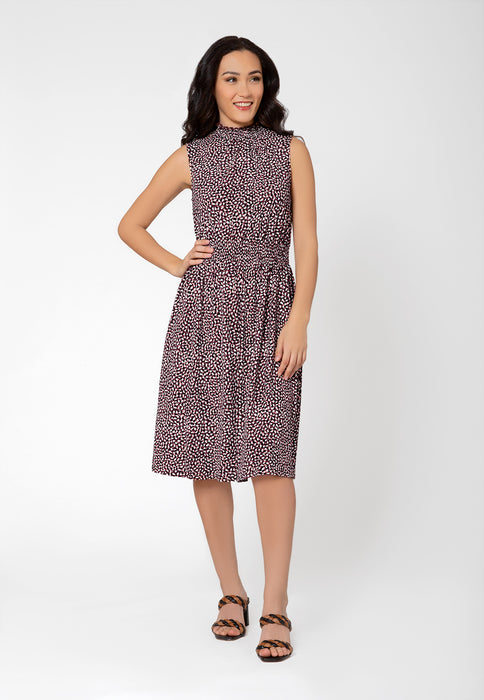 Vestido sem mangas Samantha da Leota para mulheres, roxo, com decote careca