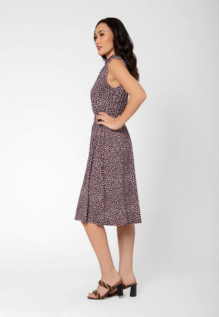 Vestido sem mangas Samantha da Leota para mulheres, roxo, com decote careca