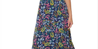 Vestido sem mangas com estampa floral Samantha da Leota para mulheres, azul, tamanho X-S