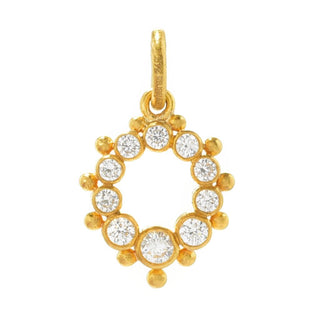 Pingente de círculo de diamante Cevherun em ouro 24K com acabamento acetinado e 0,47ctw