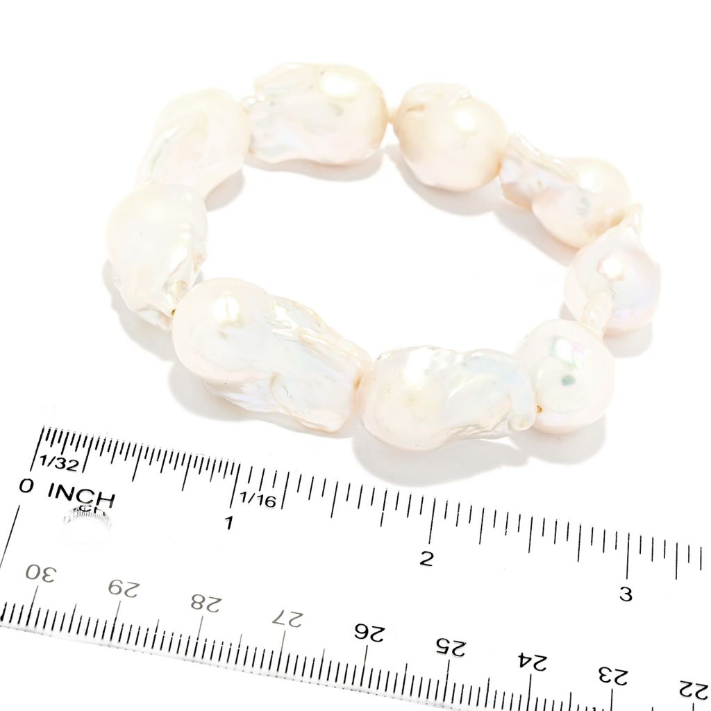 Pulseira elástica de pérolas cultivadas barrocas de 13-15 mm com 20 cm de comprimento e 20 cm de comprimento