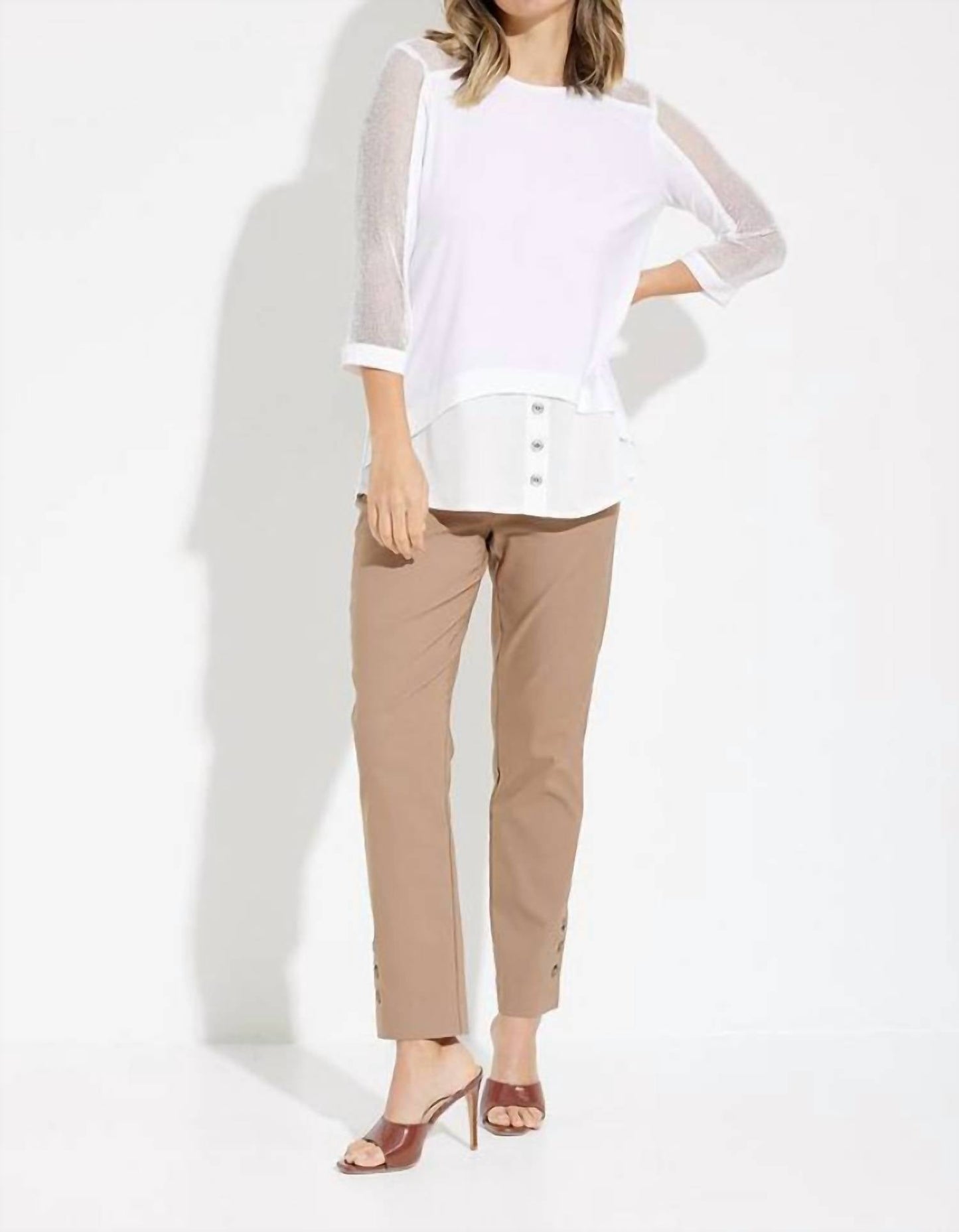 Joseph Ribkoff - Button Detail High-low Hem Top