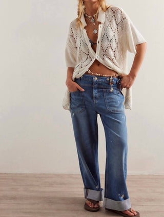 Free People - Calça Jeans Palmer com Punho