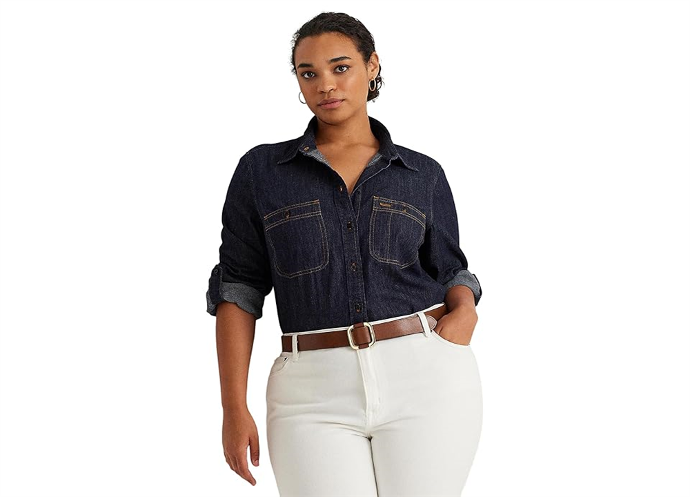 Camisa jeans plus size LAUREN Ralph Lauren azul tamanho 2X