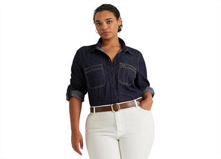 Camisa jeans plus size LAUREN Ralph Lauren azul tamanho 2X