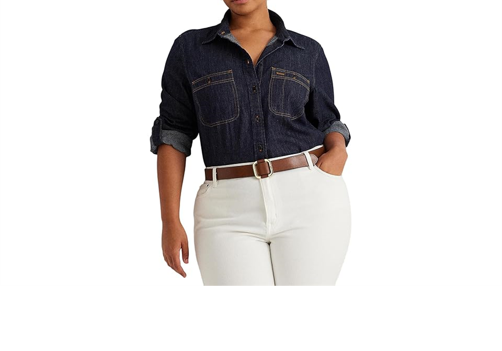 Camisa jeans plus size LAUREN Ralph Lauren azul tamanho 2X