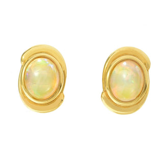 Brincos de opala etíope banhados a ouro 18K de 10x8 mm