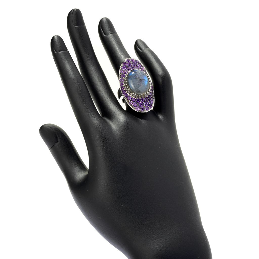 Escolha de anel de declaração com pedras opacas e pavê de 18 x 14 mm banhado a platina