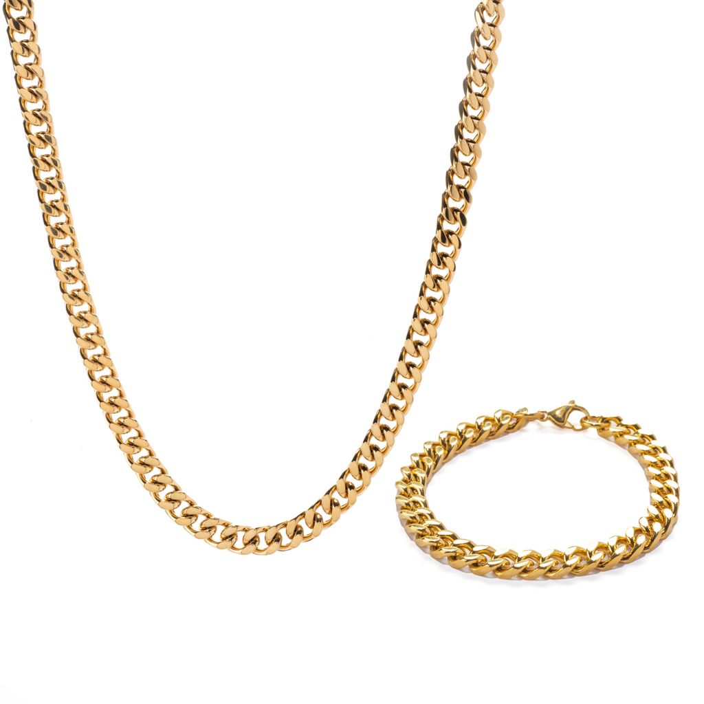 Conjunto de pulseira e colar de aço inoxidável Invicta Jewelry