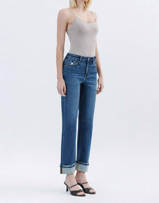 Flying Monkey - Blythe High Rise Cuffed Straight Leg Denim Jeans