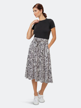Saia Mindy Feminina Leota em Zebra Woodgrain Preto Beleza Marshmallow Grande Lord &amp; Taylor Branco