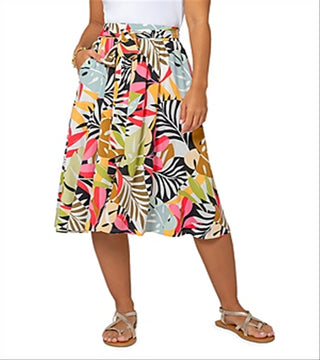 Saia Mindy Feminina Leota em Paradise Pop Preto Multi Grande Lord &amp; Taylor Multi Tamanho G